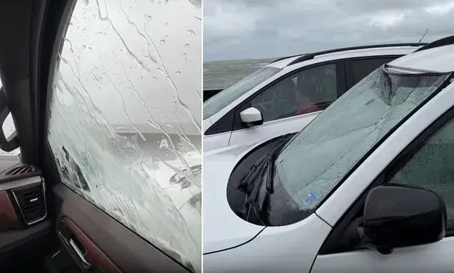 Ferry ride during Outer Banks storm cracks windshield, floods car with water