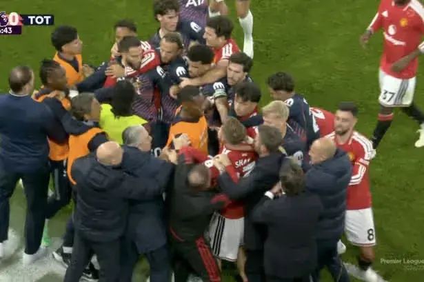 Spurs star Bentancur sent off for headbutt during Man Utd brawl