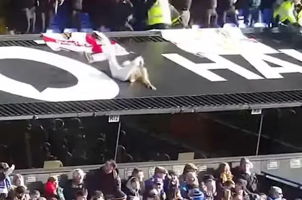 'Tipsy' football fan necks 5 cans of Fosters then falls from upper tier onto sick woman