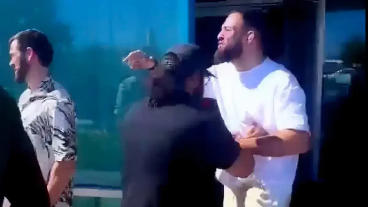 Nassourdine Imavov confronts Sean Strickland at UFC facility, restrained by security