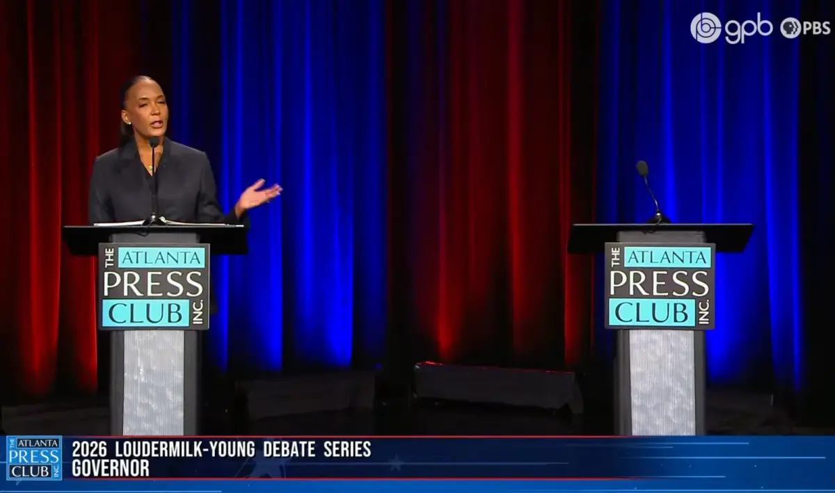 Democrat debates empty podium after GOP opponent no-shows for Georgia governor debate